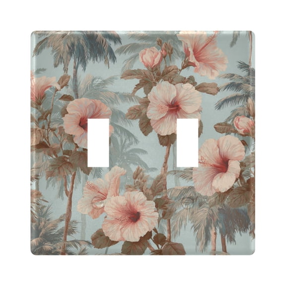 Flowers Palm Trees Tropical Light Switch Cover Electrical Outlet Cover Replaceable Wall Plates 2-Gang