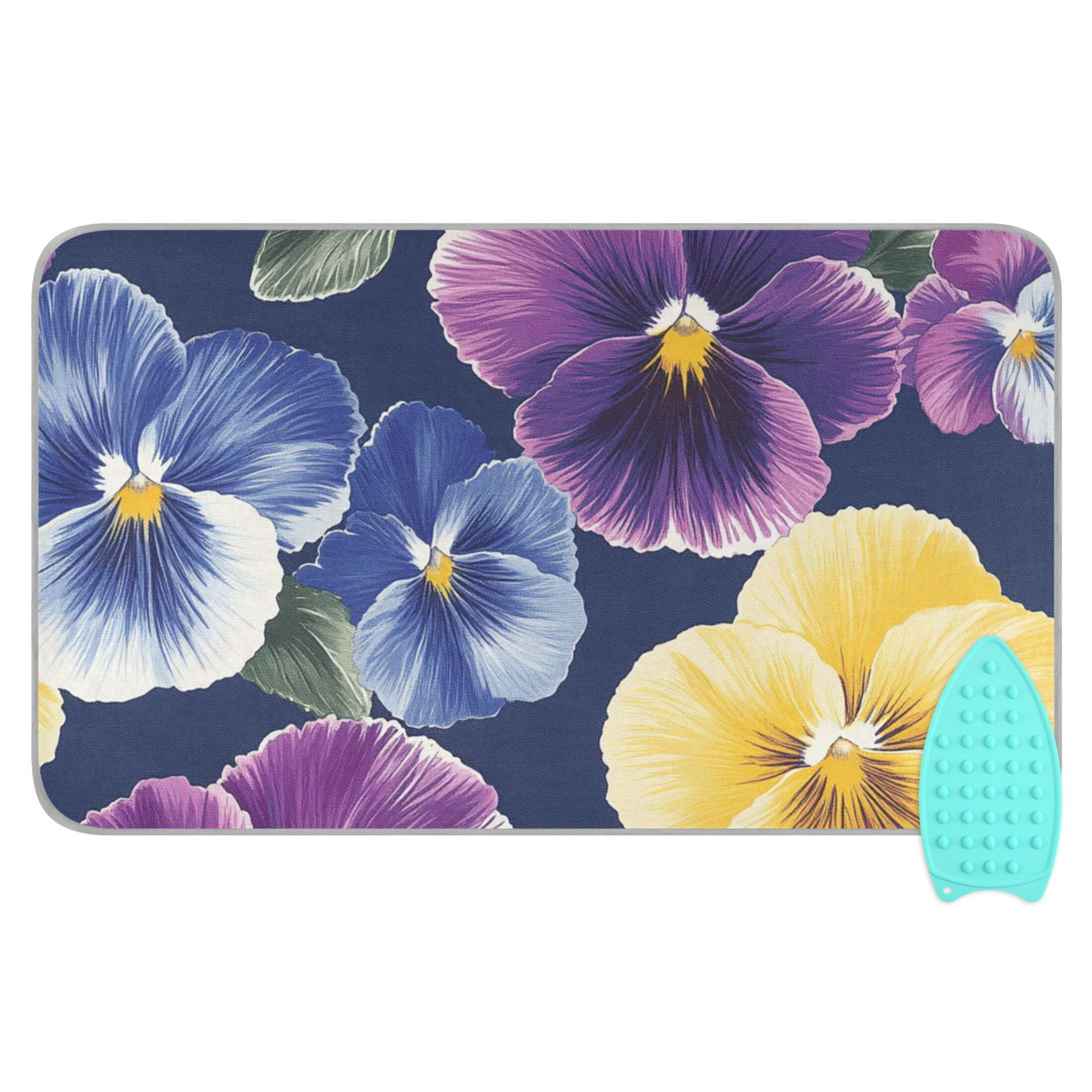 Flowers Pansies Ironing Mat Blanket for Table Top Travel Portable Ironing Board Pad 47.2x27.6 Inch