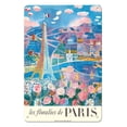 thumbnail image 1 of The Flowers of Paris France (Les floralies de Paris) - Eiffel Tower - Vintage Travel Poster by Raoul Dufy c.1959s - 8 x 12 inch Vintage Metal Tin Sign, 1 of 4