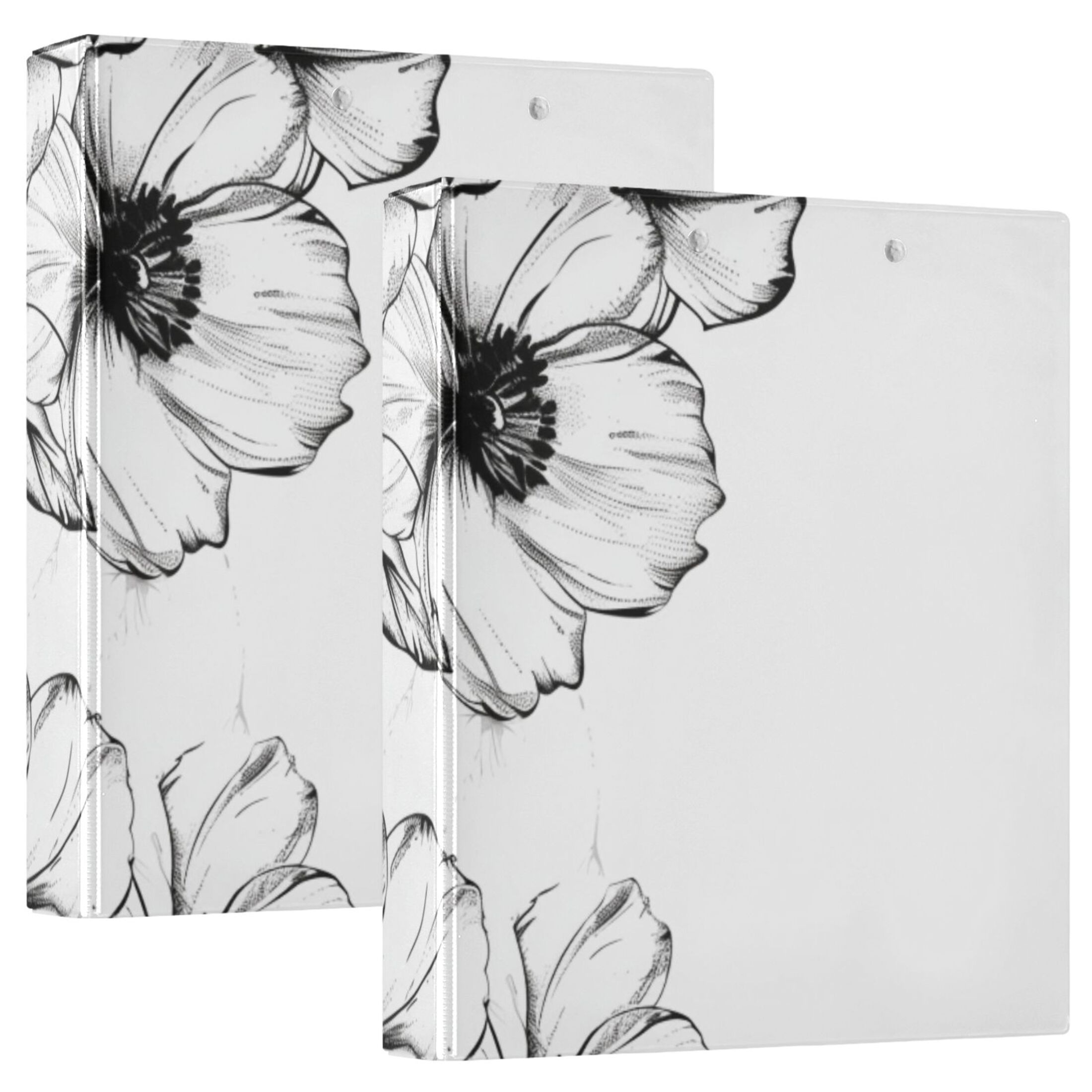 Flowers Pattern 3 Ring Binders 1.5 inch Hardcover File Folders with Interior Pockets A4 Size Organizer for School Office Hospital