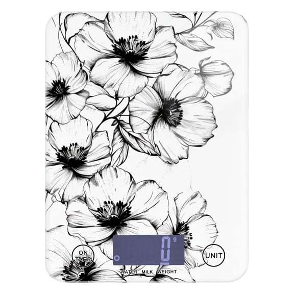 Flowers Pattern Food Scale Digital Kitchen Scale Waterproof Grams Ounces lbs for Weight Loss