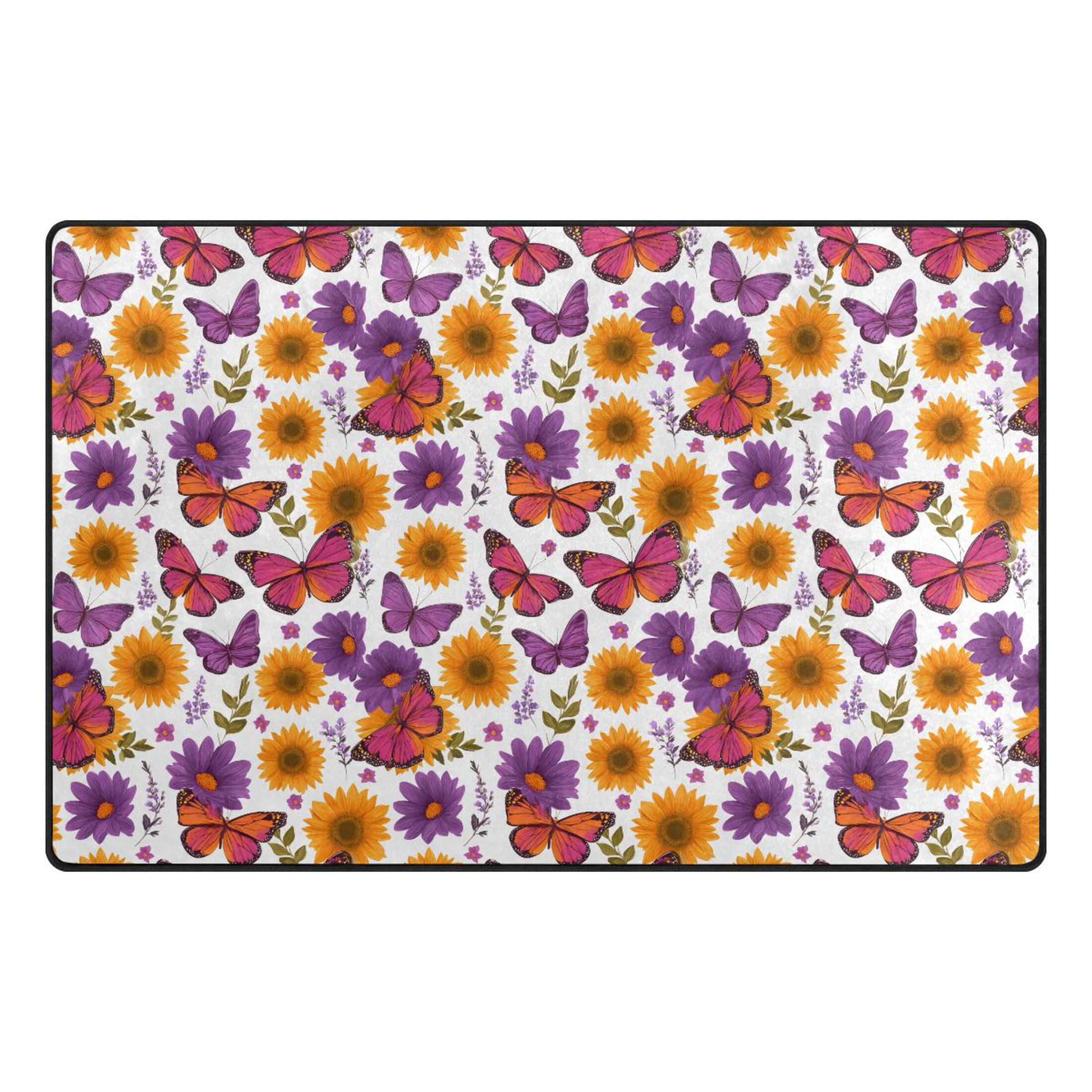 Flowers Pattern Memory Foam Area Rug 31