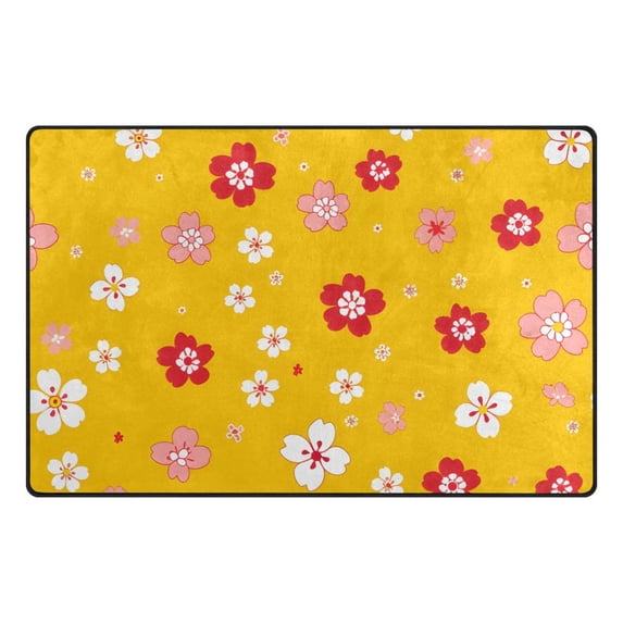 Flowers Pattern Memory Foam Area Rug 31"x20" Non Slip, Absorbent, Fade Proof for Living Room, Bedroom, Office