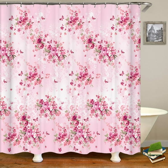 Flowers Pattern Printing Bath Curtain Waterproof Fabric Shower Curtains Floral Bathtub Screen For Bathroom Home Decor