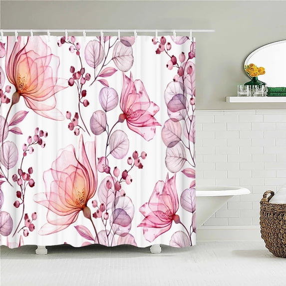 Flowers Pattern Printing Bath Curtain Waterproof Fabric Shower Curtains Floral Bathtub Screen for Bathroom Home Decor