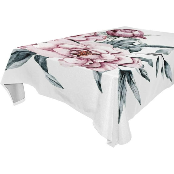Flowers Pattern Rectangle Tablecloth, Dust Proof Anti Wrinkle Wipeable Table Cloth Tabletop for of Dinner Kitchen Wedding Holiday Party 60"x90" Home Decor