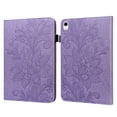 thumbnail image 1 of Flowers Pattern Tablet Case for iPad 10th Generation 10.9" 2022, PU Leather Book Style Soft Silicone Shockproof Flip Cover with Card Slots Strap Kickstand Pencil Holder Case, Purple, 1 of 7