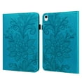 thumbnail image 1 of Flowers Pattern Tablet Case for iPad 10th Generation 10.9" 2022, PU Leather Book Style Soft Silicone Shockproof Flip Cover with Card Slots Strap Kickstand Pencil Holder Case, Blue, 1 of 8