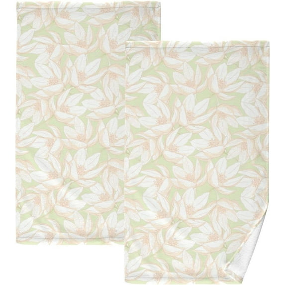 Flowers Pattern Towels 2 Piece Cotton Hand Towels, Ultra Soft and Highly Absorbent,Decorative Fingertip Face Towel for Bathroom Hotel, Gym and Spa 28 X 16 Inches