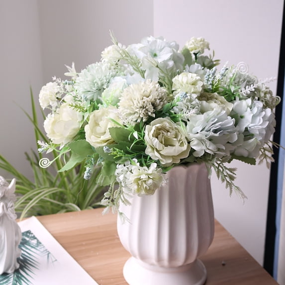 Flowers Peony Hydrangea Bouquet Wedding Bridal Home Floral Arrangement Style Head Decoration, 12.59 inch, Green