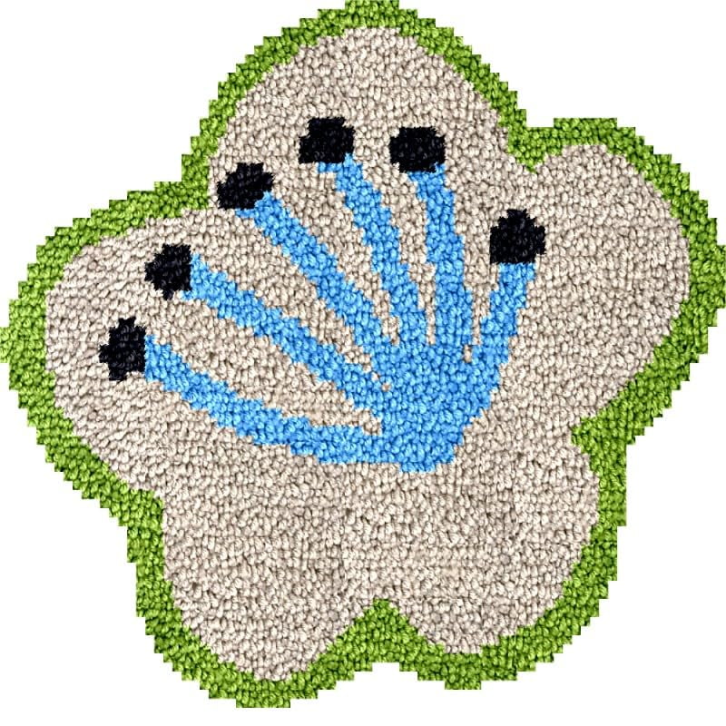 Flowers Petal Round Shape Latch Hook Rug Kits Set for Starter Crochet Hook Cushion Mat Sofa Seat Cushion Crocheting Kits with Preprinted Canvas Crochet Yarn Kits 50X50CM (fi36)