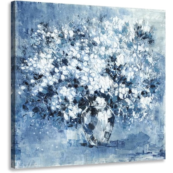 Flowers Pictures Decor Wall Art Abstract White Floral Painting on Vase ...