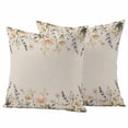 thumbnail image 1 of Flowers Pillow Covers 2 Pack Vintage Watercolor White Pink Yellow Floral Leaf Plant Linen Texture Pillowcase Waterproof Outdoor Throw Pillow Cover for Patio Garden Square Cushion 20”x20”, 1 of 9