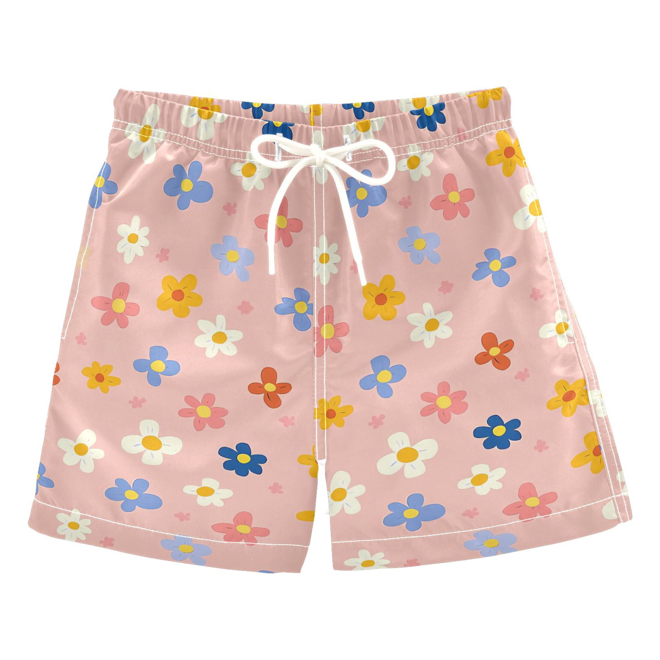 Flowers Pink Background Pattern Swim Trunks Quick Dry Beach Pool Board ...