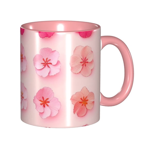 Flowers Pink Bloom Coffee Mug Fun Custom Ceramic Mugs 11oz Pink