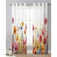 thumbnail image 1 of Flowers Plants Watercolor Leaves Sheer Curtains For Living Room Window Transparent Voile Tulle Cortinas Drapes Home r, 1 of 7