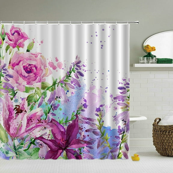 Flowers Plants Waterproof Shower Curtains Bathroom Shower Curtains 3d Fabric Bath Curtains With Shower Curtain or Mat