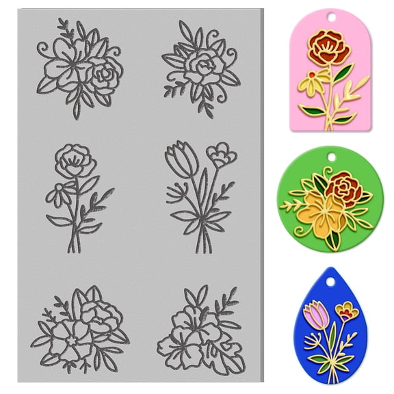 Flowers Polymer Clay Texture Sheets Rubber Polymer Clay Texture Embossing Folders Clay for Creating Patterns and Designs are Suitable for Most