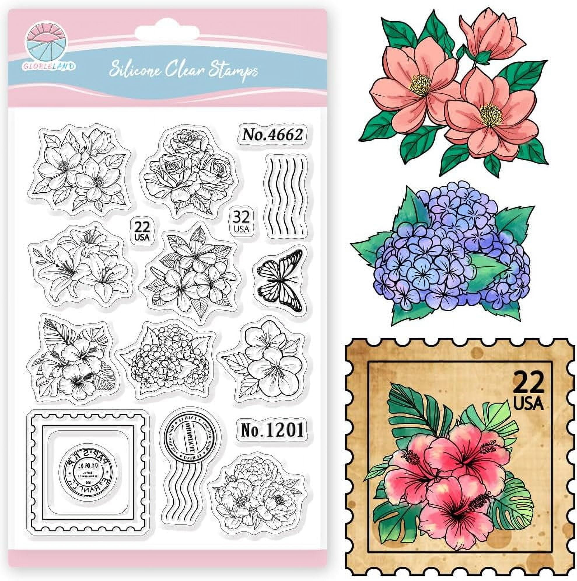 Flowers Postage Stamps Clear Stamps for Card Making Spring Flowers ...