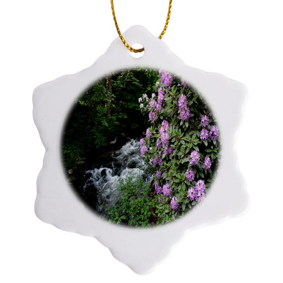 3drose, Flowers Pretty Purple Rhododendron, 3 inch Snowflake Porcelain Ornament