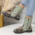 thumbnail image 1 of Flowers Print Ankle Boots Women Retro Belt Buckle Chunky Heels Cowboy Boots With Side Zipper Autumn And Winter Round Toe Shoes, 1 of 6
