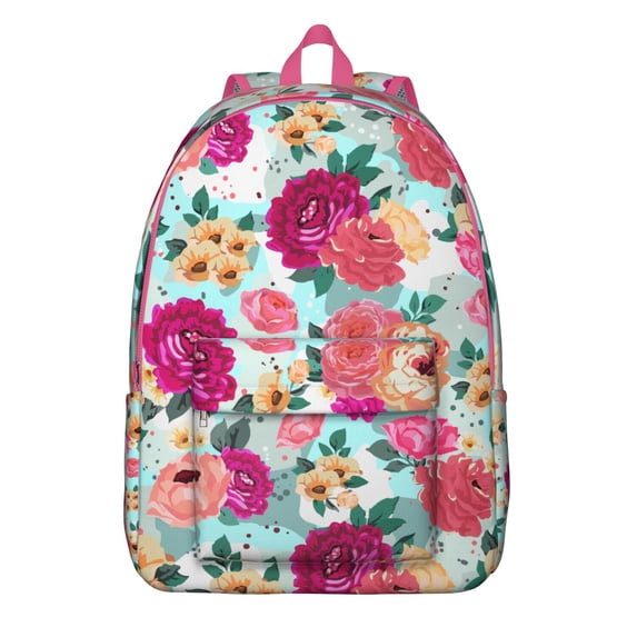 Flowers Print Travel Backpack for School College and Work, Large Capacity Bookbag with Laptop Sleeve, Durable Everyday Commuting Backpack, Sunflower Floral Design Unisex Gift for Teens Adults