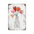 thumbnail image 1 of Flowers Print, Tulip Flower Wall Art, Flower in Vase Botanical Printable, Minimalist Wall Art,Retro style, farmhouse decoration, home, bar, restaurant, garage, tin sign 12x16inches, 1 of 6