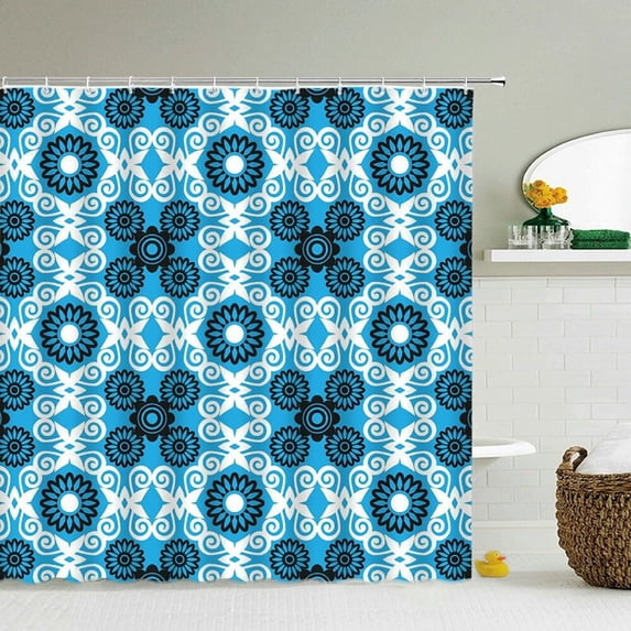 Flowers Printing Polyester Fabric Shower Curtains Decor Multi-size Bohemian Shower Screen Waterproof Shower Curtain for Bathroom