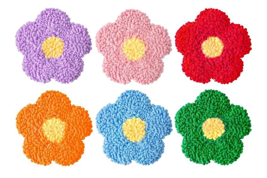 Flowers Punch Needle Coasters Kit,6-pattern punch needle Needle Coasters Kit ,Punch Art for Beginners,Suitable for Home Decoration