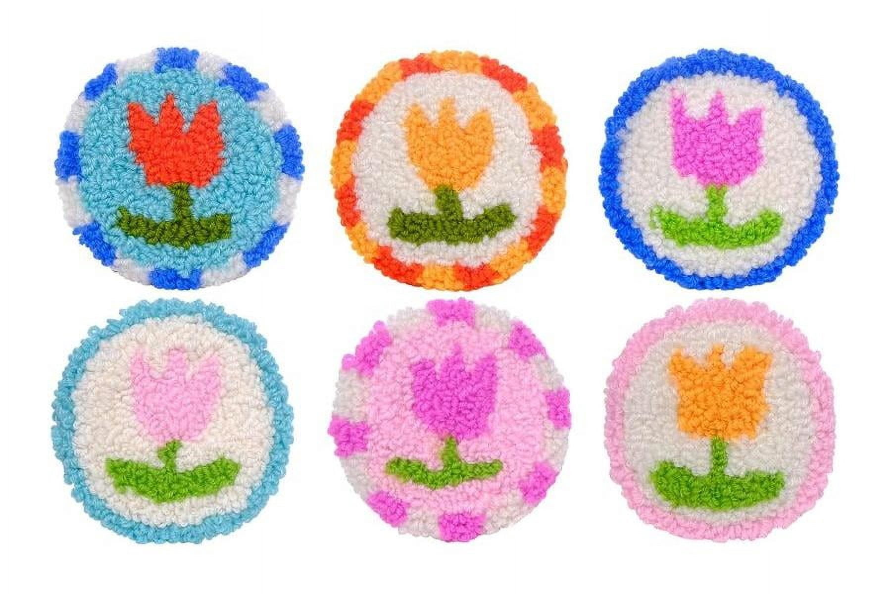 Flowers Punch Needle Coasters Kit,6-pattern punch needle Needle Coasters Kit ,Punch Art for Beginners,Suitable for Home Decoration