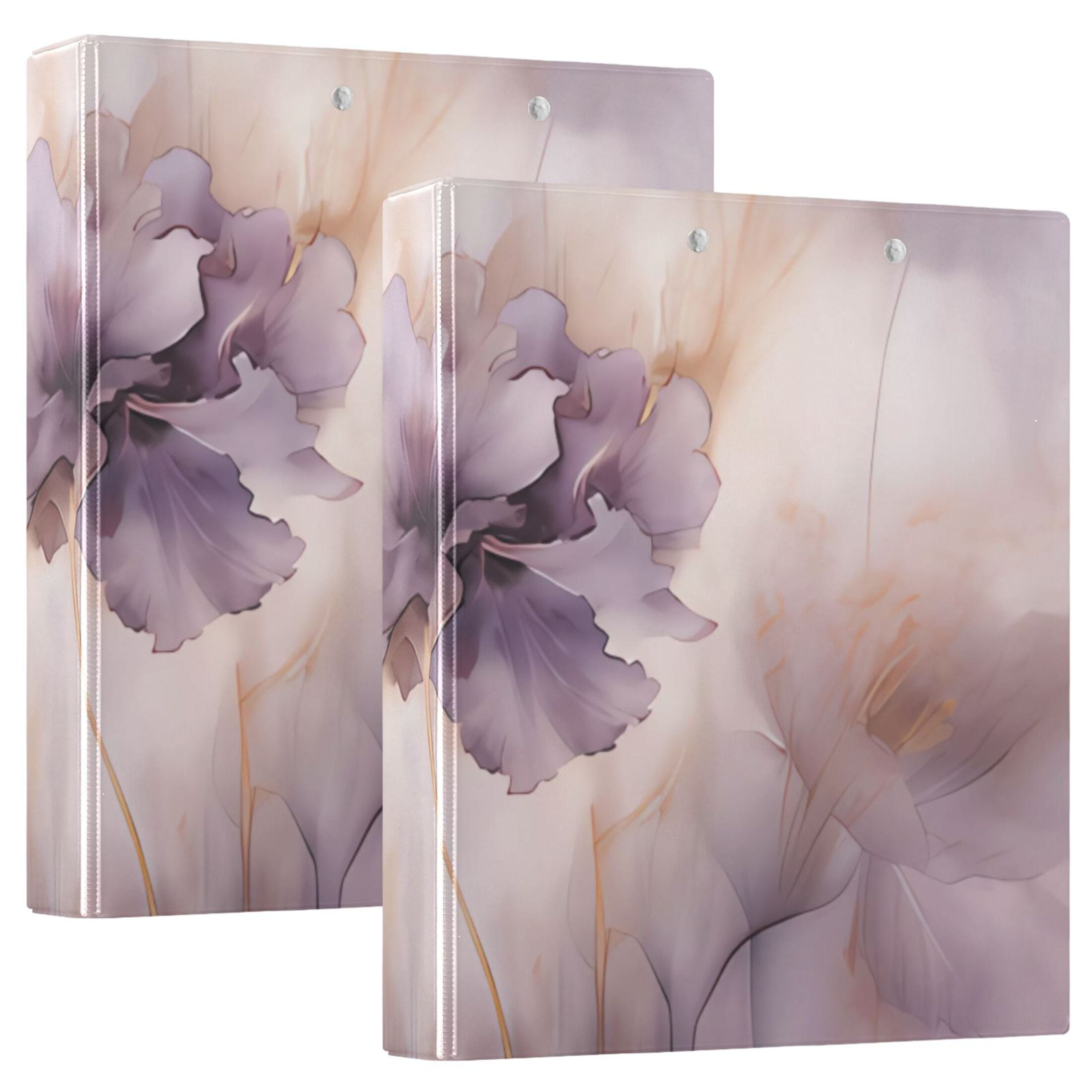 Flowers Purple Hardcover 3 Ring Binder 1.5 inch Round Rings with ...