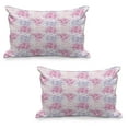 thumbnail image 1 of Flowers Quilted Pillowcover Set of 2, Romantic Floral Design Chrysanthemum Blossoms Leaves Abstract Print Art, Standard Queen Size Pillow Cover for Bedroom, 30" x 20", Pink and White, by Ambesonne, 1 of 1