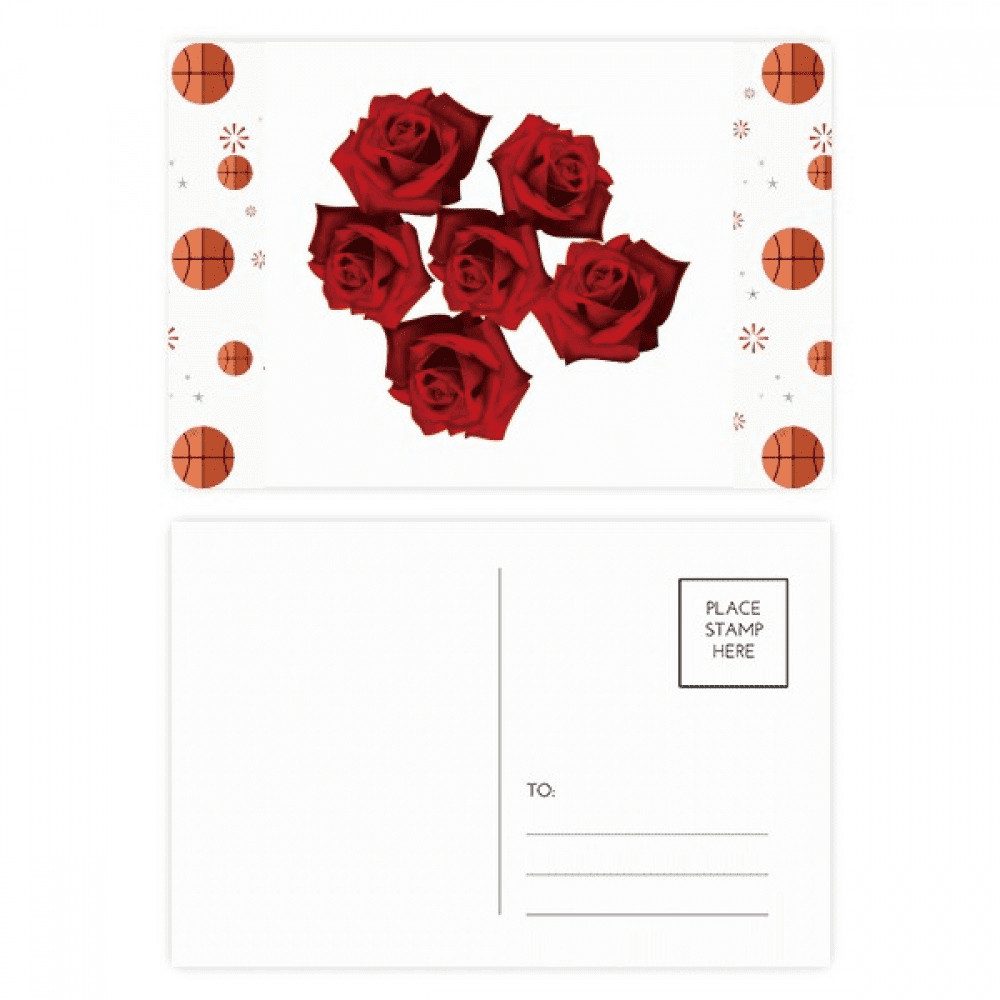 Flowers Red Rose Flower  Basketball Postcard Set Thanks Card Mailing Side 20pcs