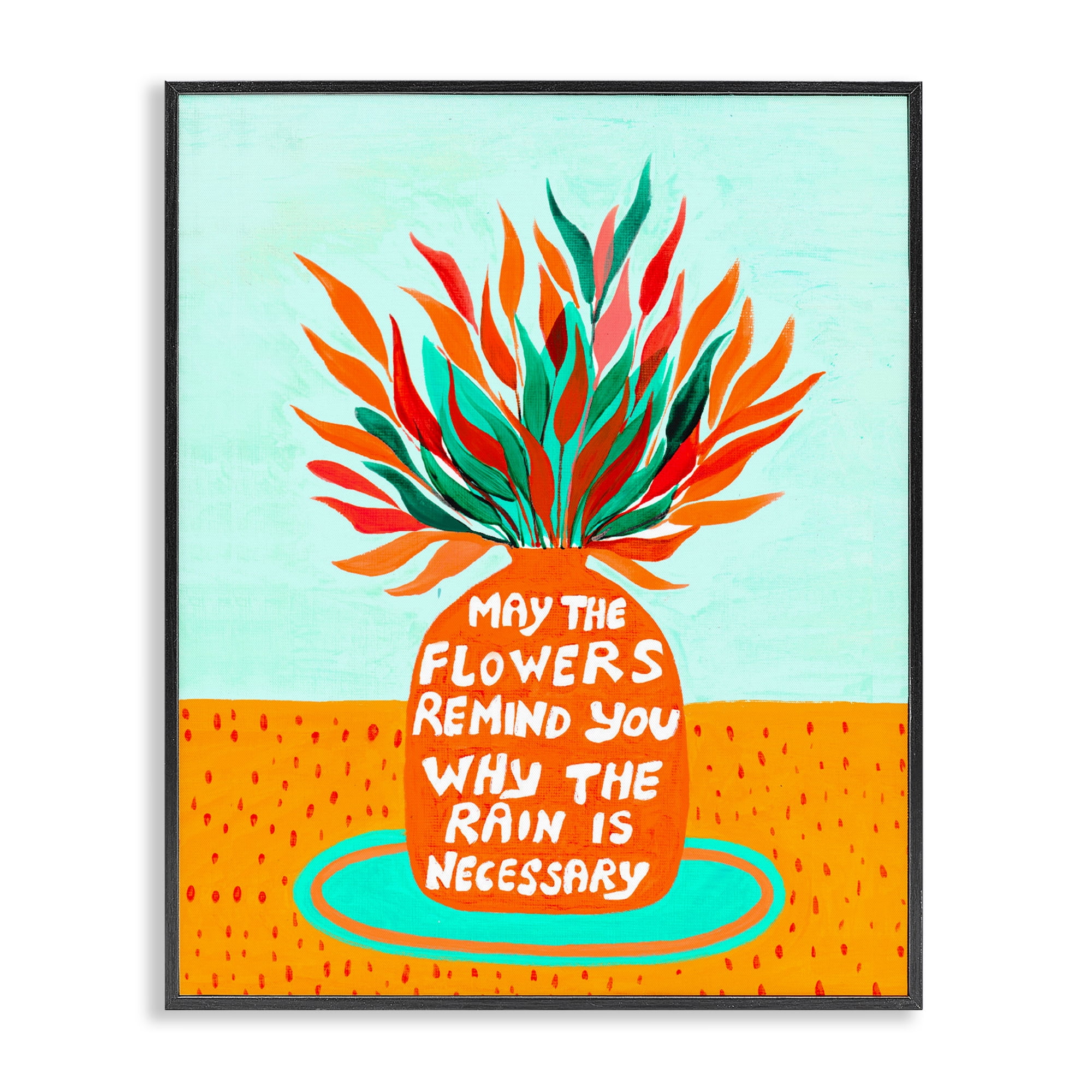 Flowers Remind Rain Is Necessary Black Framed Giclee Art, design by Nabeela Rumi