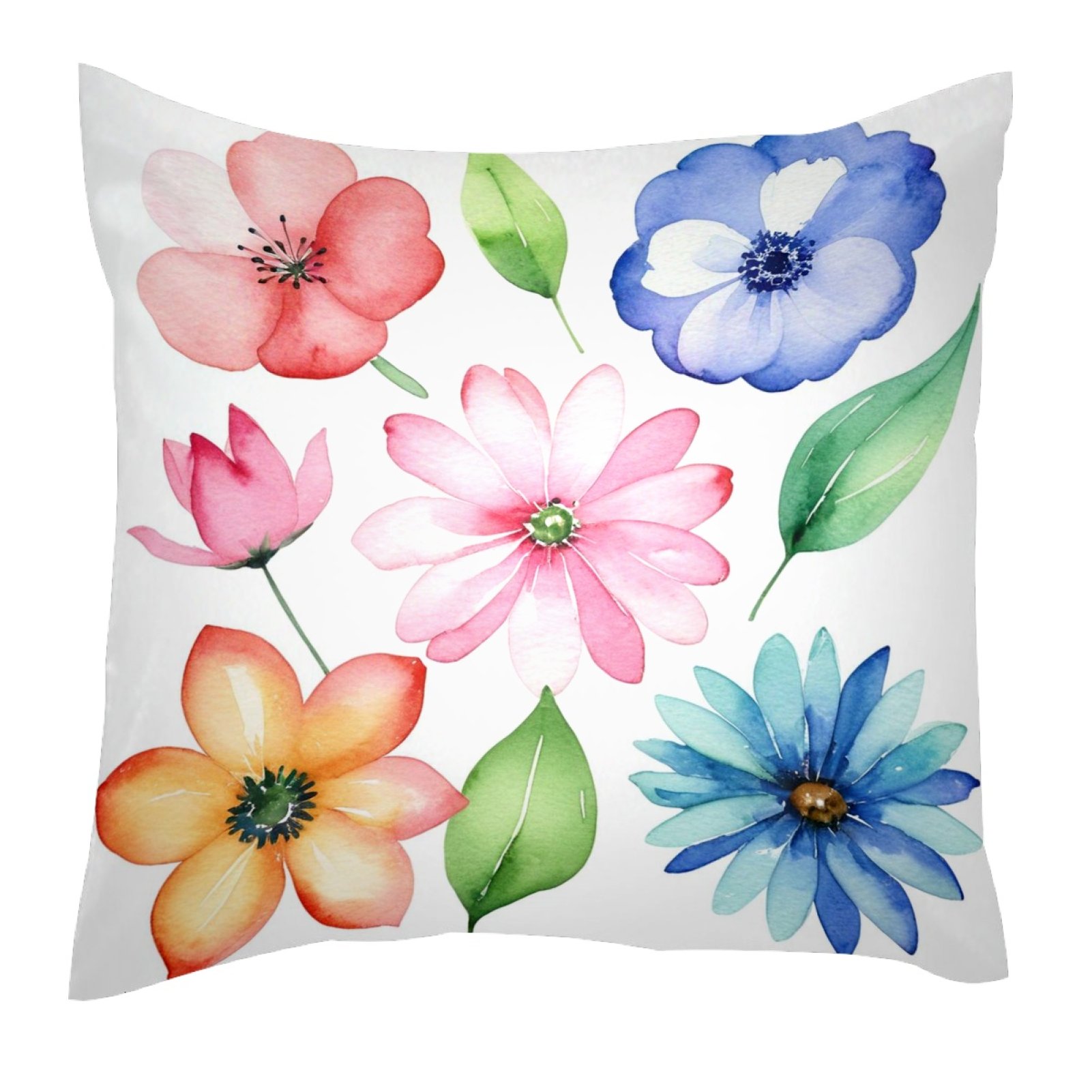Flowers Roses Watercolor Throw Pillow Covers,Decorative Pillow Cases