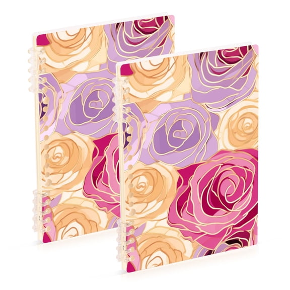 Flowers Roses and Floral Ring Binder Notebook Journey Note Diary College Ruled Spiral Notebook Study Loose Leaf Paper A5 60 Pages