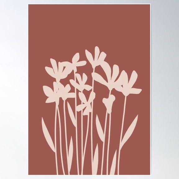 Flowers - Rust Poster Wall Art, Modern Wall Decor For Living Room Bedroom, 8x12 UNFRAMED