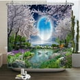 thumbnail image 1 of Flowers Scenery Waterproof Shower Curtains Rural Street Flowers Bathroom Curtains Polyester Fabric Washable Decor Bath Curtains, 1 of 5