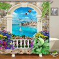 thumbnail image 1 of Flowers Scenery Waterproof Shower Curtains Rural Street Flowers Bathroom Curtains Polyester Fabric Washable Decor Bath Curtains, 1 of 5