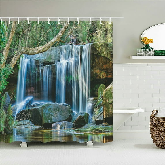 Flowers Scenery Waterproof Shower Curtains Rural Street Flowers Bathroom Curtains Polyester Fabric Washable r Bath Curtains