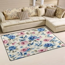 Flowers Seamless Pattern Soft Polyester Area Rug 31''x20'', Non Slip, Memory Foam, Water Absorbent
