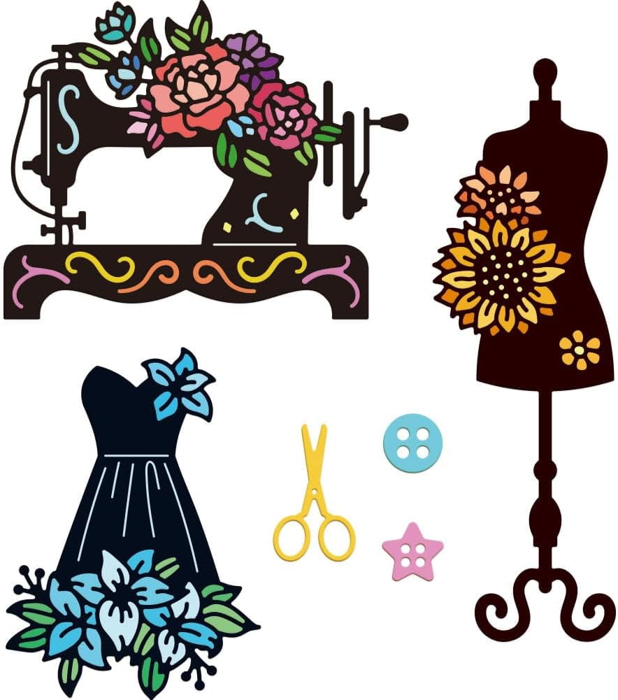 Camera & Sewing Machine Metal Die Cuts - Carbon Steel Cutting Dies For Card Making, Scrapbooking, DIY Crafts