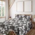 thumbnail image 1 of Ambesonne Flowers Fitted & Flat Sheet with Shams 4 Pcs Set, Magnolia Tree Floral Branch, King, Dark Taupe Grey and White, 1 of 5