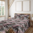 thumbnail image 1 of Ambesonne Flowers Fitted & Flat Sheet with Shams 4 Pcs Set, Soft Spring Garden Roses, Calking, Dried Rose and Grey, 1 of 5