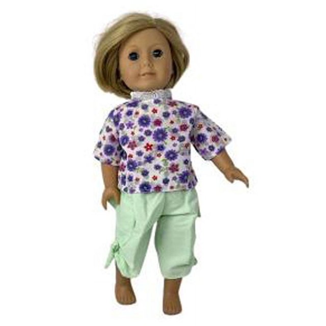Flowers Shirt And Cargo Pants Compatible with 18 Inch Girl Dolls Like
