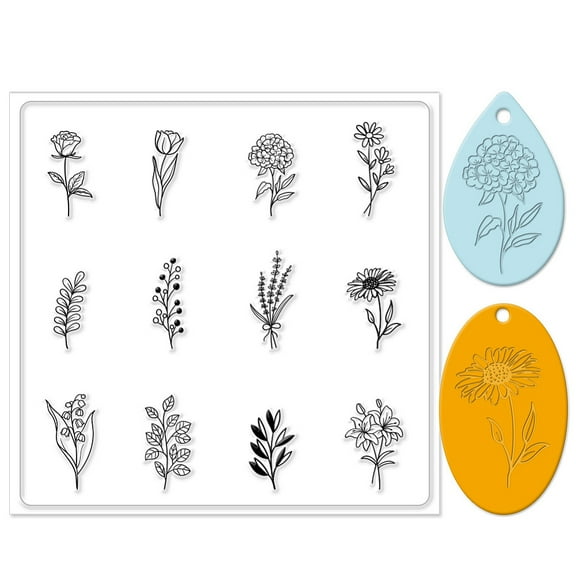 Flowers Silicone Texture Stamp Plant Clay Modeling Pattern Pad Texture Sheets for Polymer Clay Making Earrings