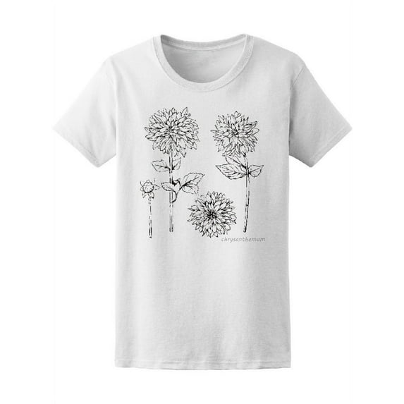 Flowers Sketch T-Shirt Women -Image by Shutterstock, Female x-Large