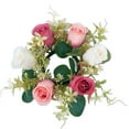 thumbnail image 1 of Flowers Small Candle Rings Wreaths Flower Garland Realistic Rose Arrangement for Wedding Centerpieces and Home, 1 of 6