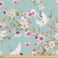 thumbnail image 1 of Ambesonne Flowers Fabric by the Yard Upholstery, Watercolor Flying Crane, 1 Yard, Multicolor, 1 of 5