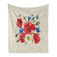 thumbnail image 1 of Flowers Soft Flannel Fleece Blanket, Vintage Watercolor Bouquet of Wildflowers Poppies Daisies Cornflowers Butterflies, Cozy Plush for Indoor and Outdoor Use, 60" x 80", Multicolor, by Ambesonne, 1 of 5